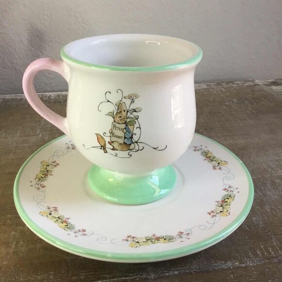 Vintage Y2K Peter Rabbit Pastel Cottagecore English Countryside Tea Pot Cup Set - Picture 5 of 8